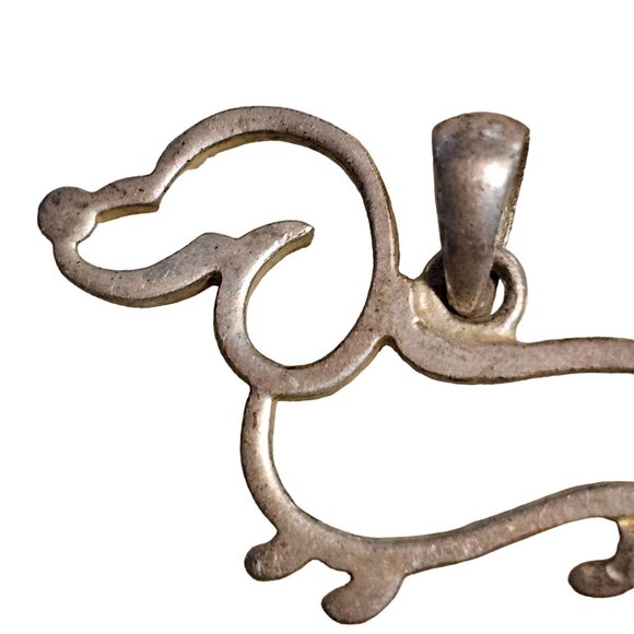 Dachshund Silver Tone Necklace Charm .5 wide - Picture 4 of 5